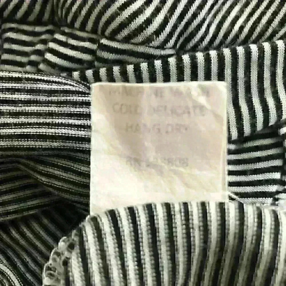 Madigan Dress Mini Striped V-Front Back Tie Belt Black  White - Picture 8 of 10